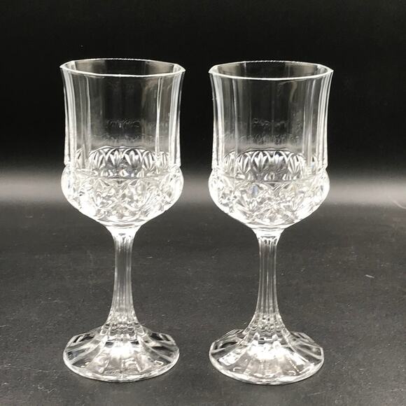 Vintage Cristal De Flandre Set of 2 Wine Glasses Fascination Pattern Crystal - Picture 1 of 7